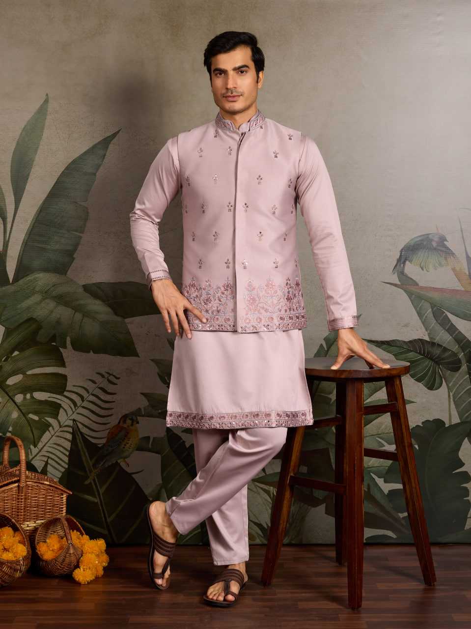 Ynf Silk RIN202 61101 Western Wears Mens Wear Festive Collections Wholesale Mens Kurtas Silk Kurta Embroidered Kurta Pajama Manufacturer