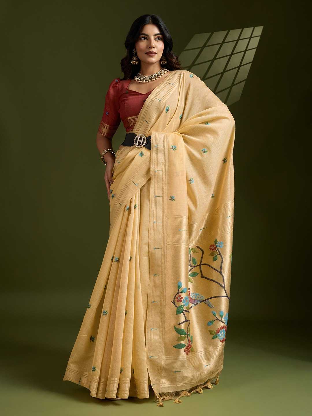Ynf Soft Cotton KESH532 MUGA COTTON PAITHANI Sarees Wholesale Cotton Sarees Zari Sarees Manufacturer
