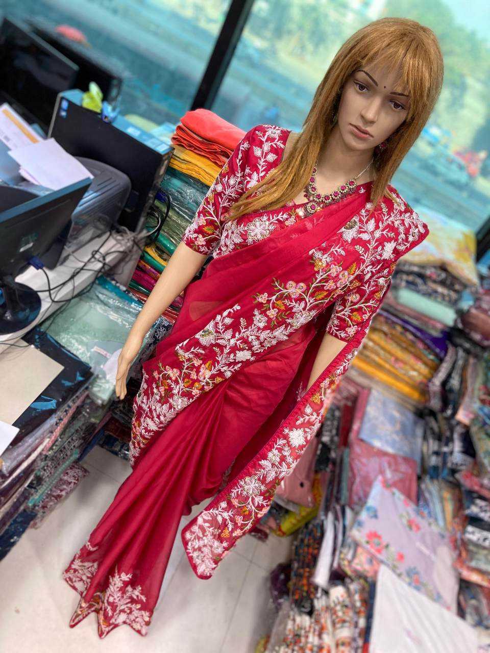 Ynf Tabby Silk Organza RIN188 Sallar Silk Sarees Wedding Collections Wholesale Embroidered Silk Sarees Sangeet Outfits Manufacturer