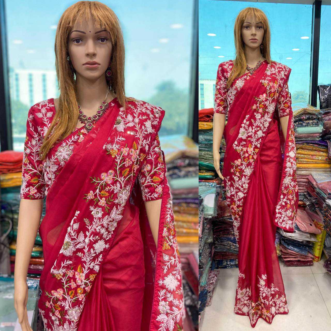 Ynf Tabby Silk Organza RIN188 Sallar Silk Sarees Wedding Collections Wholesale Embroidered Silk Sarees Sangeet Outfits Manufacturer