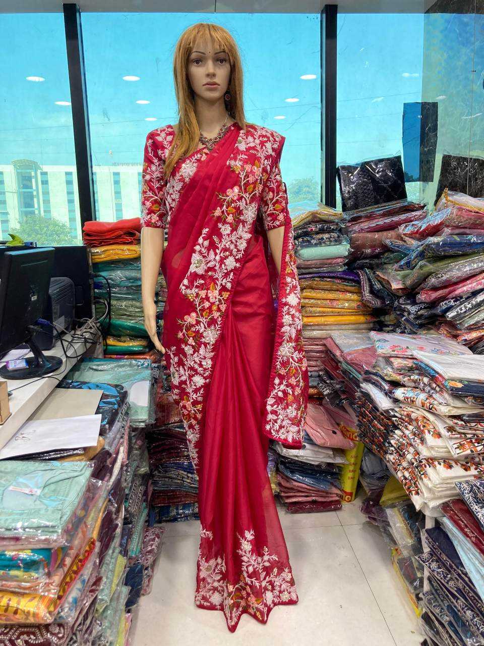 Ynf Tabby Silk Organza RIN188 Sallar Silk Sarees Wedding Collections Wholesale Embroidered Silk Sarees Sangeet Outfits Manufacturer