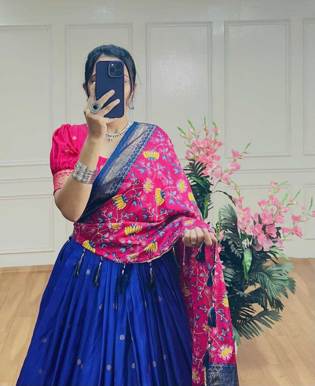 Ynf Tussar Silk KESH511 FLOWER Lehengas Festive Collections Wholesale Kalamkari Lehenga Navratri Chaniya Choli Manufacturer