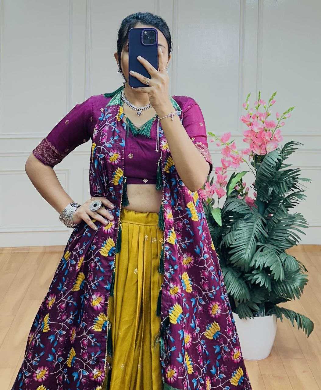 Ynf Tussar Silk KESH511 FLOWER Lehengas Festive Collections Wholesale Kalamkari Lehenga Navratri Chaniya Choli Manufacturer