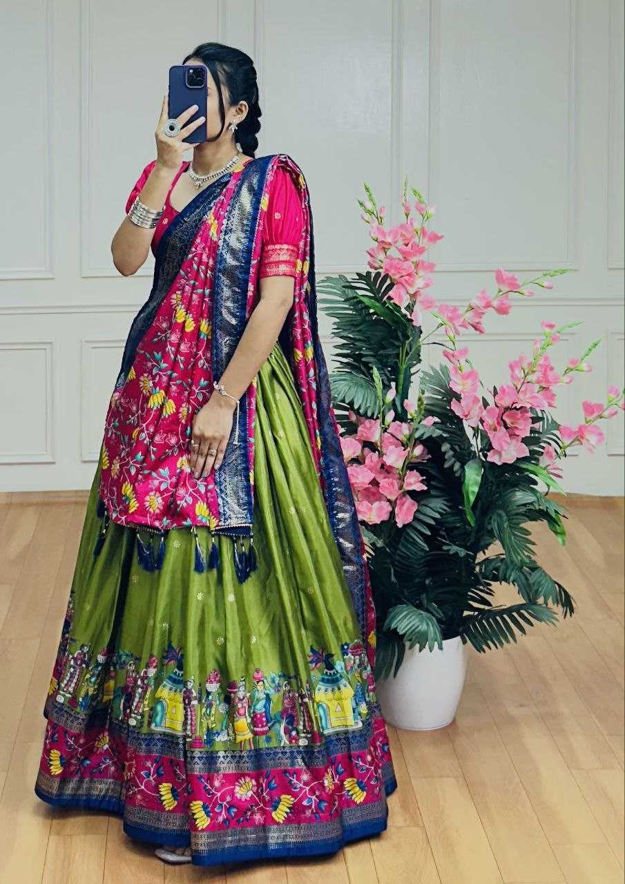 Ynf Tussar Silk KESH511 FLOWER Lehengas Festive Collections Wholesale Kalamkari Lehenga Navratri Chaniya Choli Manufacturer