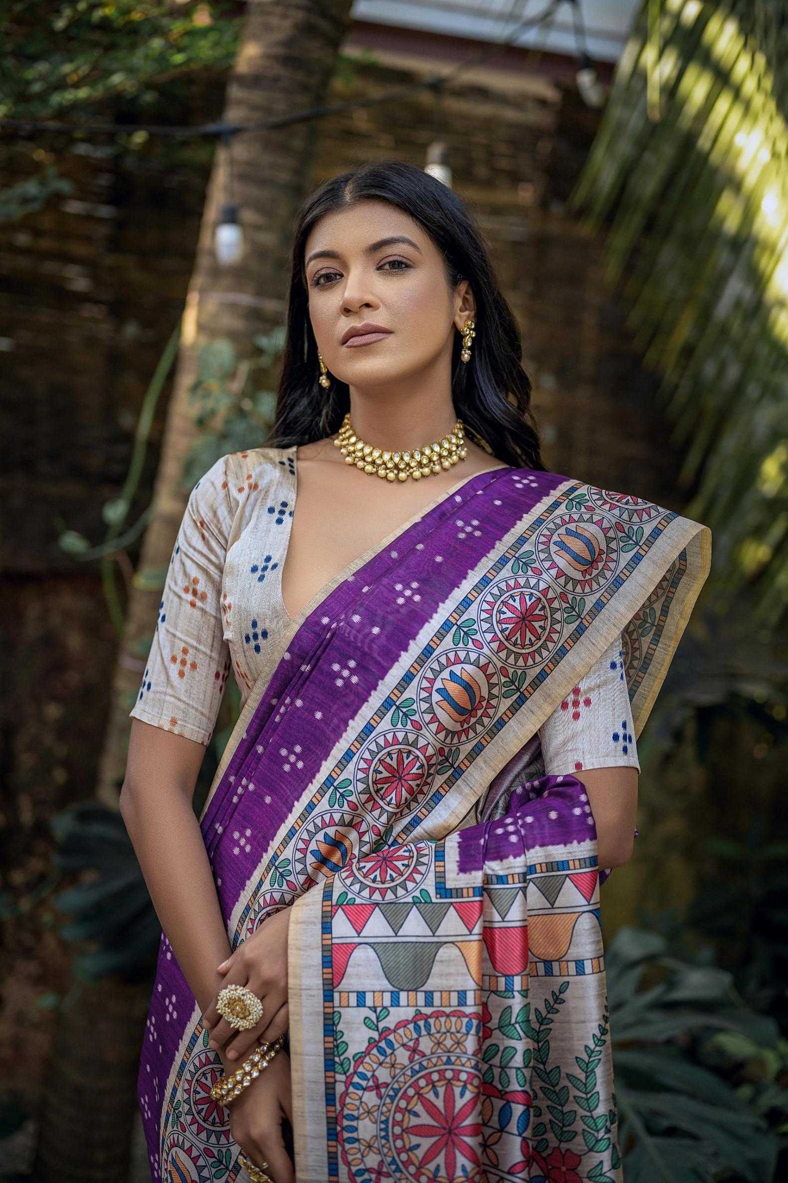 Ynf Tussar Silk KESH532 YOGITA MADHUBANI 2 Sarees Wholesale Fancy Sarees Madhubani Sarees Tussar Sarees Manufacturer