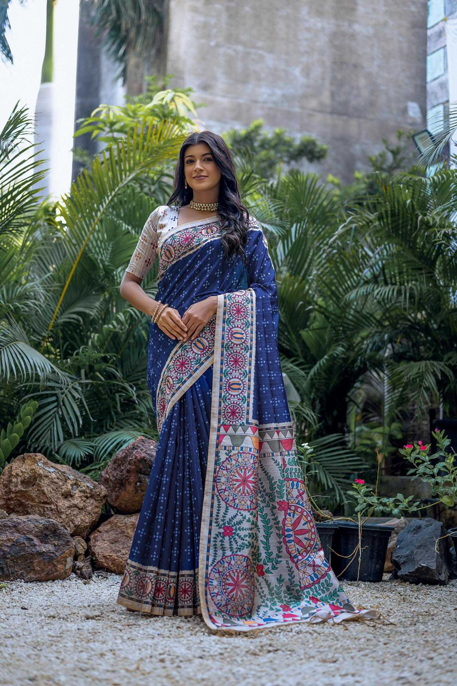 Ynf Tussar Silk KESH532 YOGITA MADHUBANI 2 Sarees Wholesale Fancy Sarees Madhubani Sarees Tussar Sarees Manufacturer