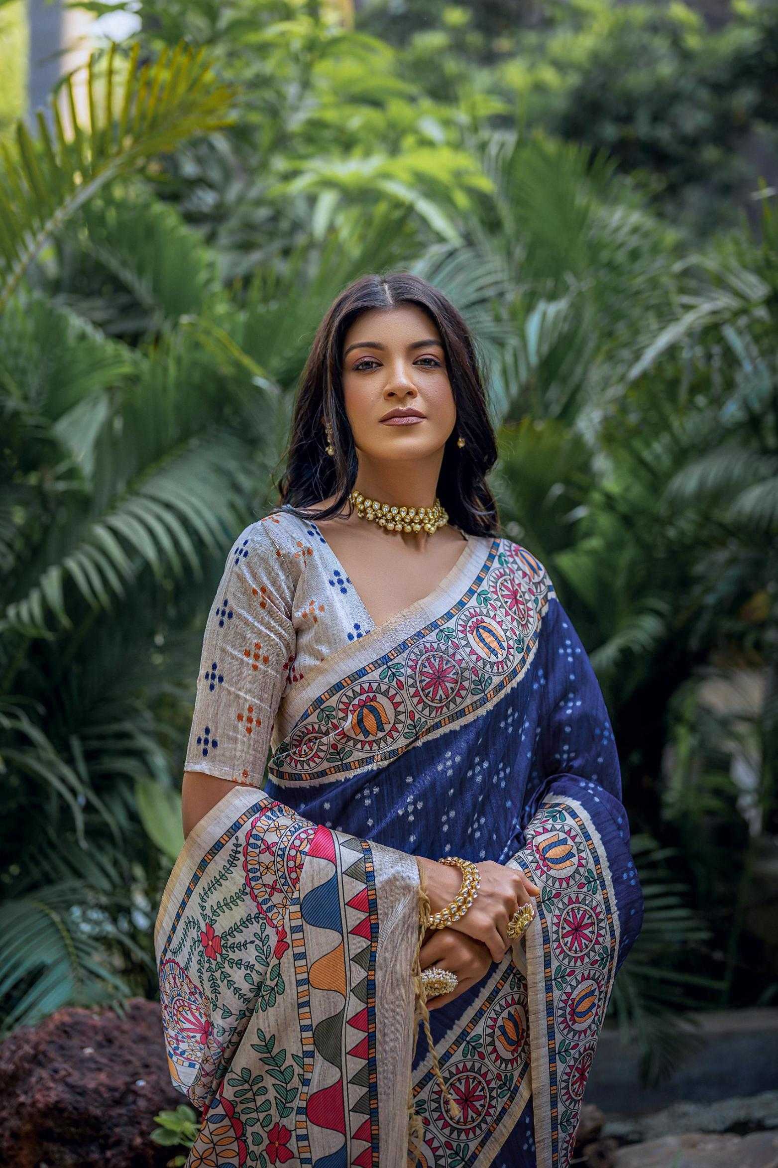 Ynf Tussar Silk KESH532 YOGITA MADHUBANI 2 Sarees Wholesale Fancy Sarees Madhubani Sarees Tussar Sarees Manufacturer
