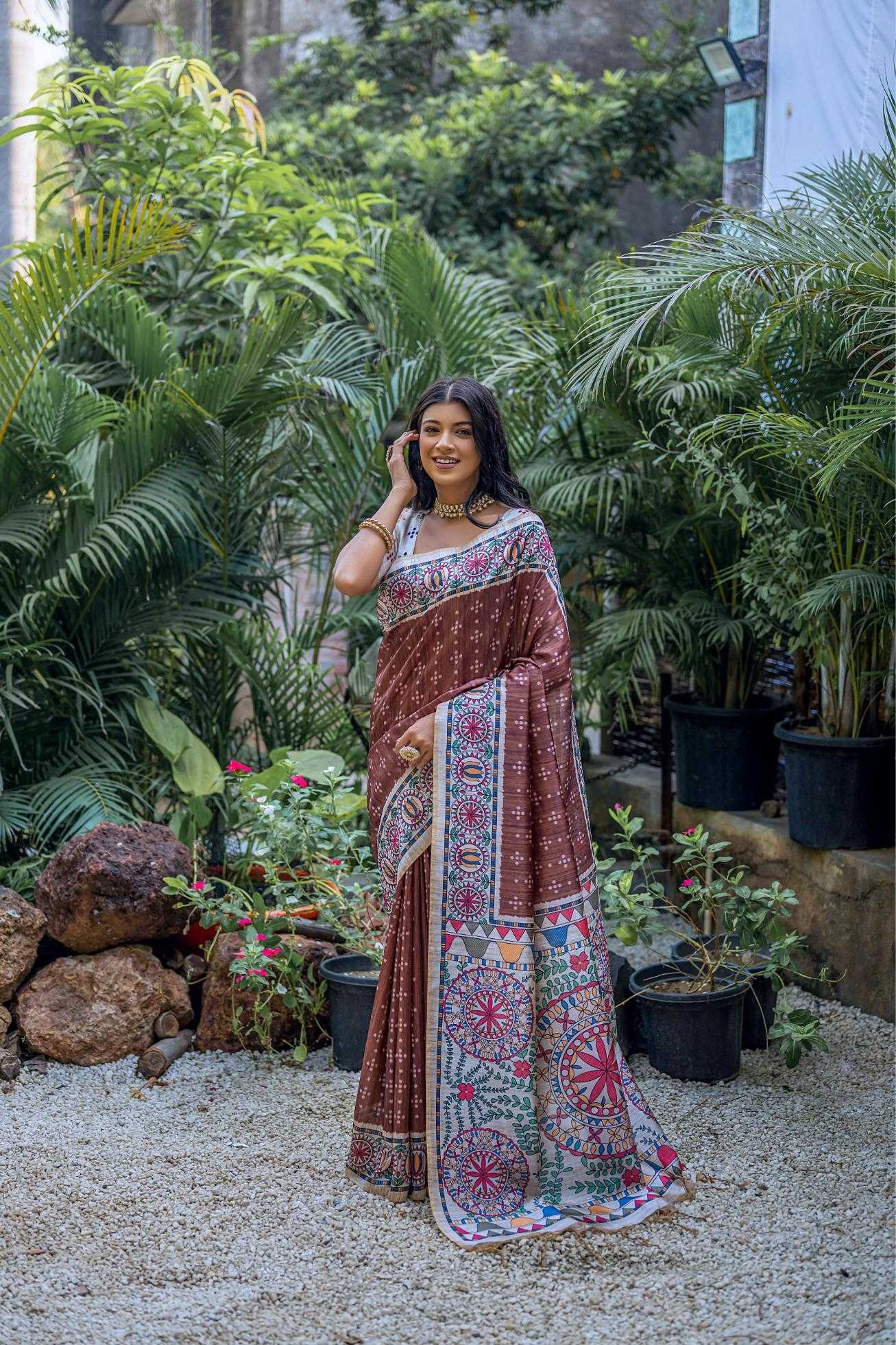 Ynf Tussar Silk KESH532 YOGITA MADHUBANI 2 Sarees Wholesale Fancy Sarees Madhubani Sarees Tussar Sarees Manufacturer