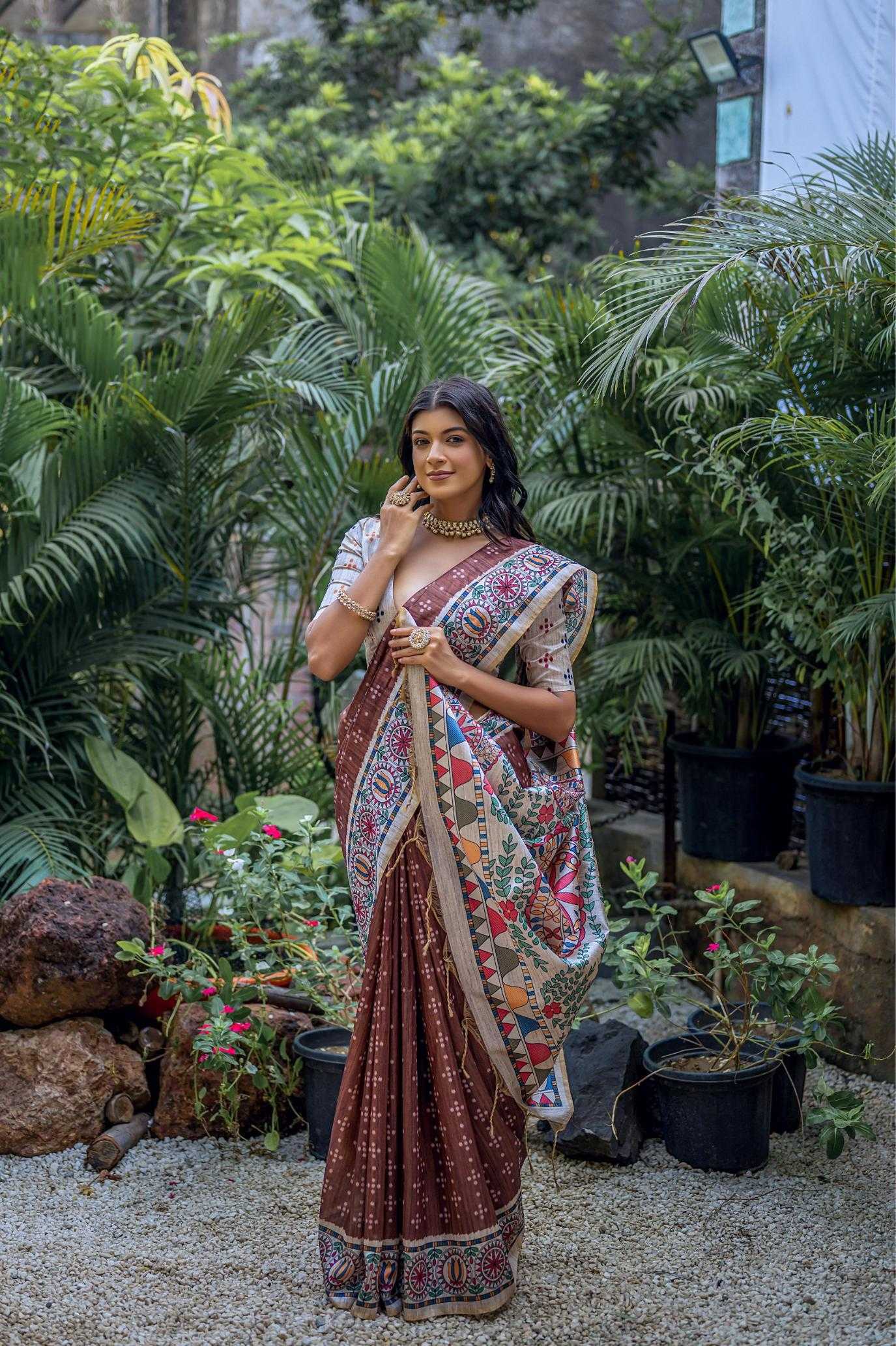 Ynf Tussar Silk KESH532 YOGITA MADHUBANI 2 Sarees Wholesale Fancy Sarees Madhubani Sarees Tussar Sarees Manufacturer