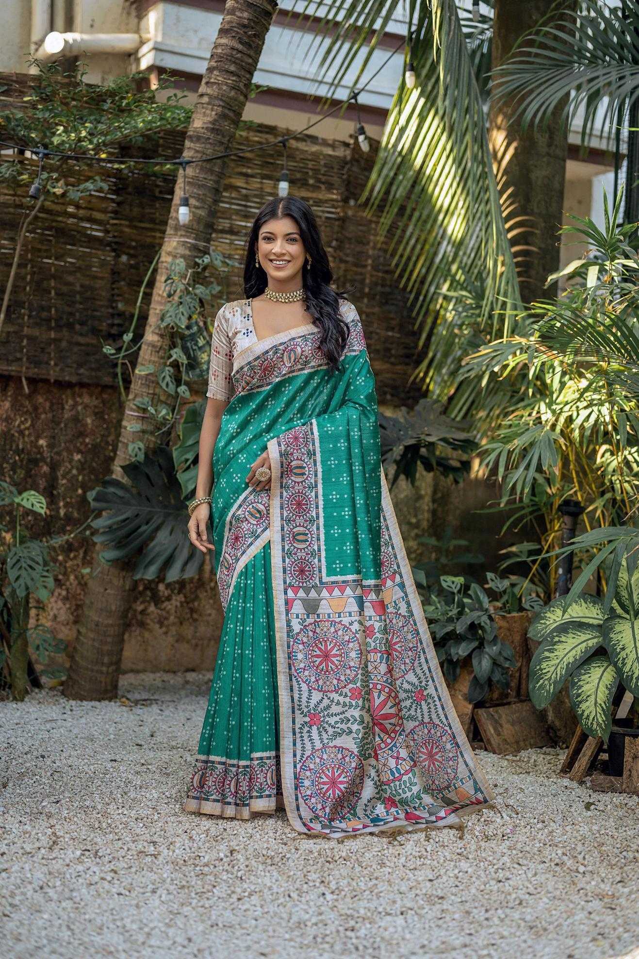 Ynf Tussar Silk KESH532 YOGITA MADHUBANI 2 Sarees Wholesale Fancy Sarees Madhubani Sarees Tussar Sarees Manufacturer