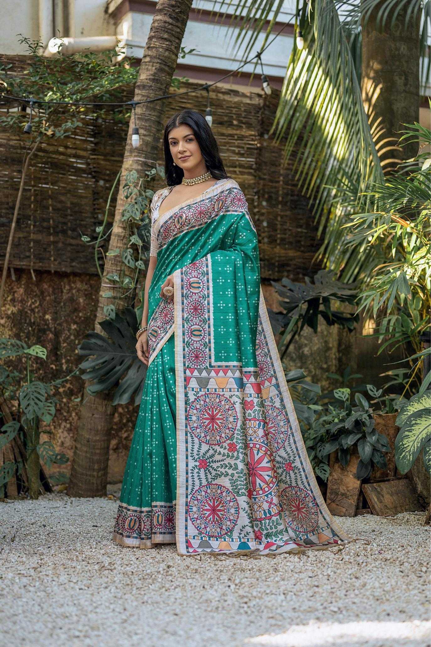 Ynf Tussar Silk KESH532 YOGITA MADHUBANI 2 Sarees Wholesale Fancy Sarees Madhubani Sarees Tussar Sarees Manufacturer