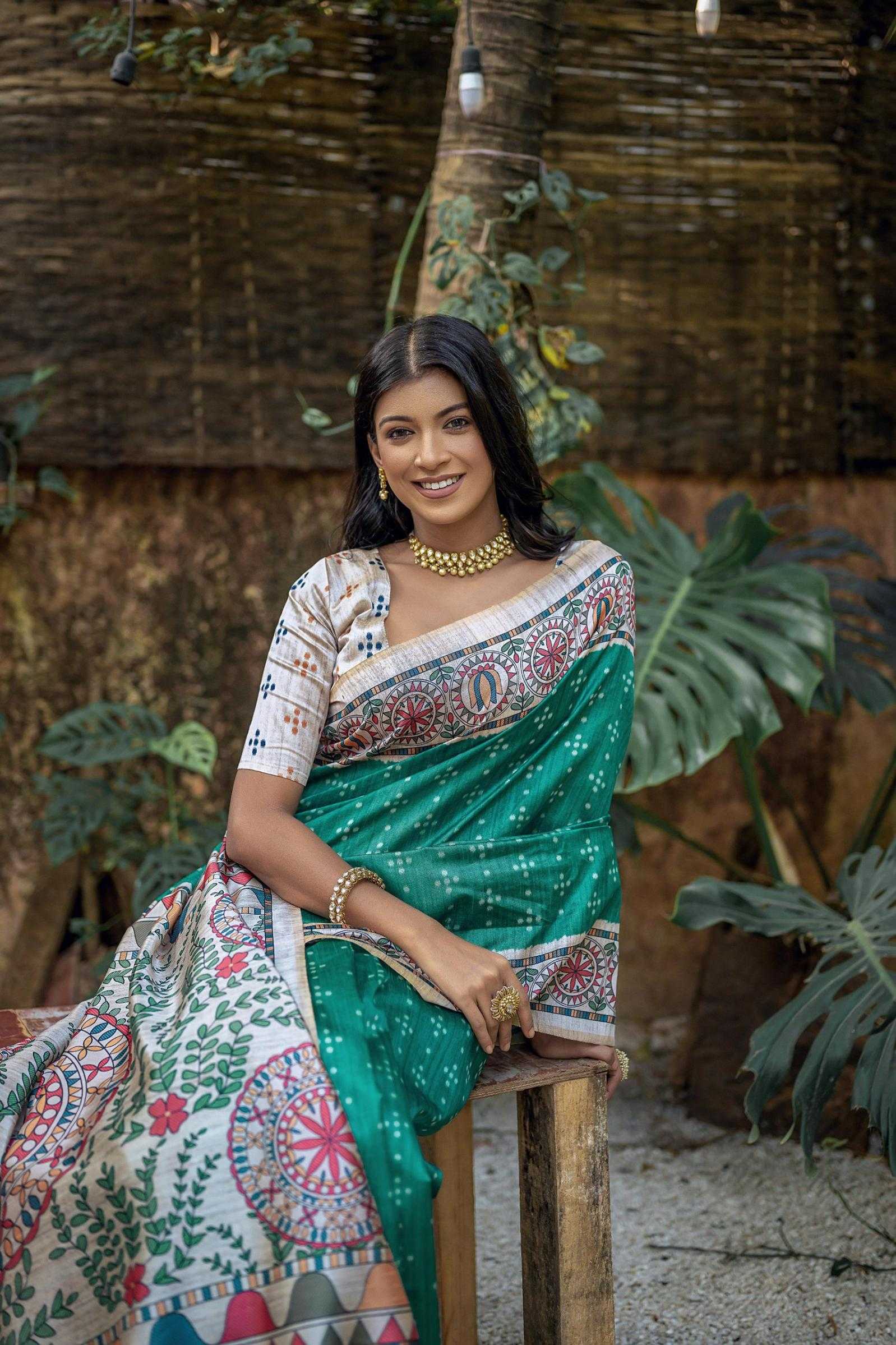 Ynf Tussar Silk KESH532 YOGITA MADHUBANI 2 Sarees Wholesale Fancy Sarees Madhubani Sarees Tussar Sarees Manufacturer