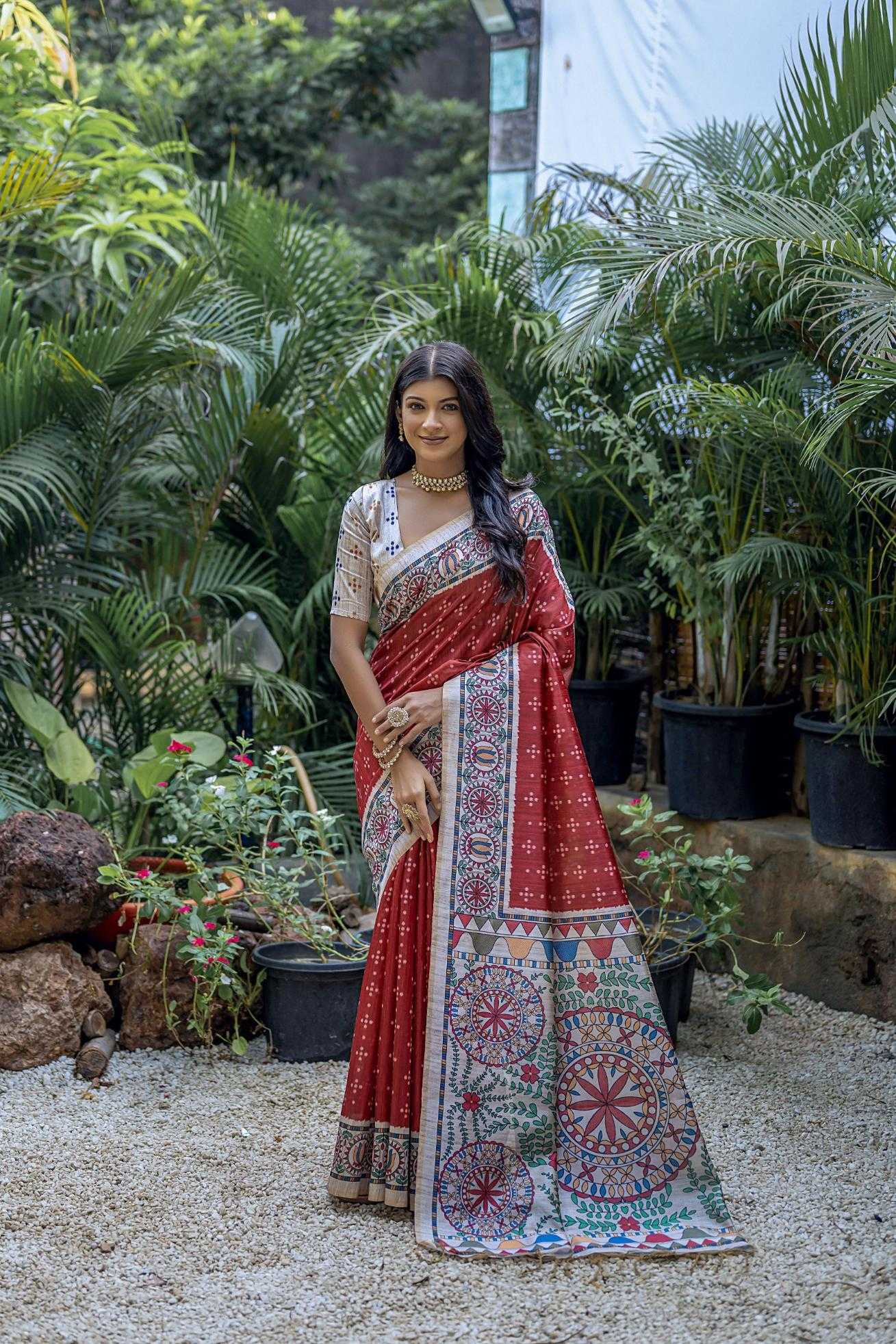 Ynf Tussar Silk KESH532 YOGITA MADHUBANI 2 Sarees Wholesale Fancy Sarees Madhubani Sarees Tussar Sarees Manufacturer