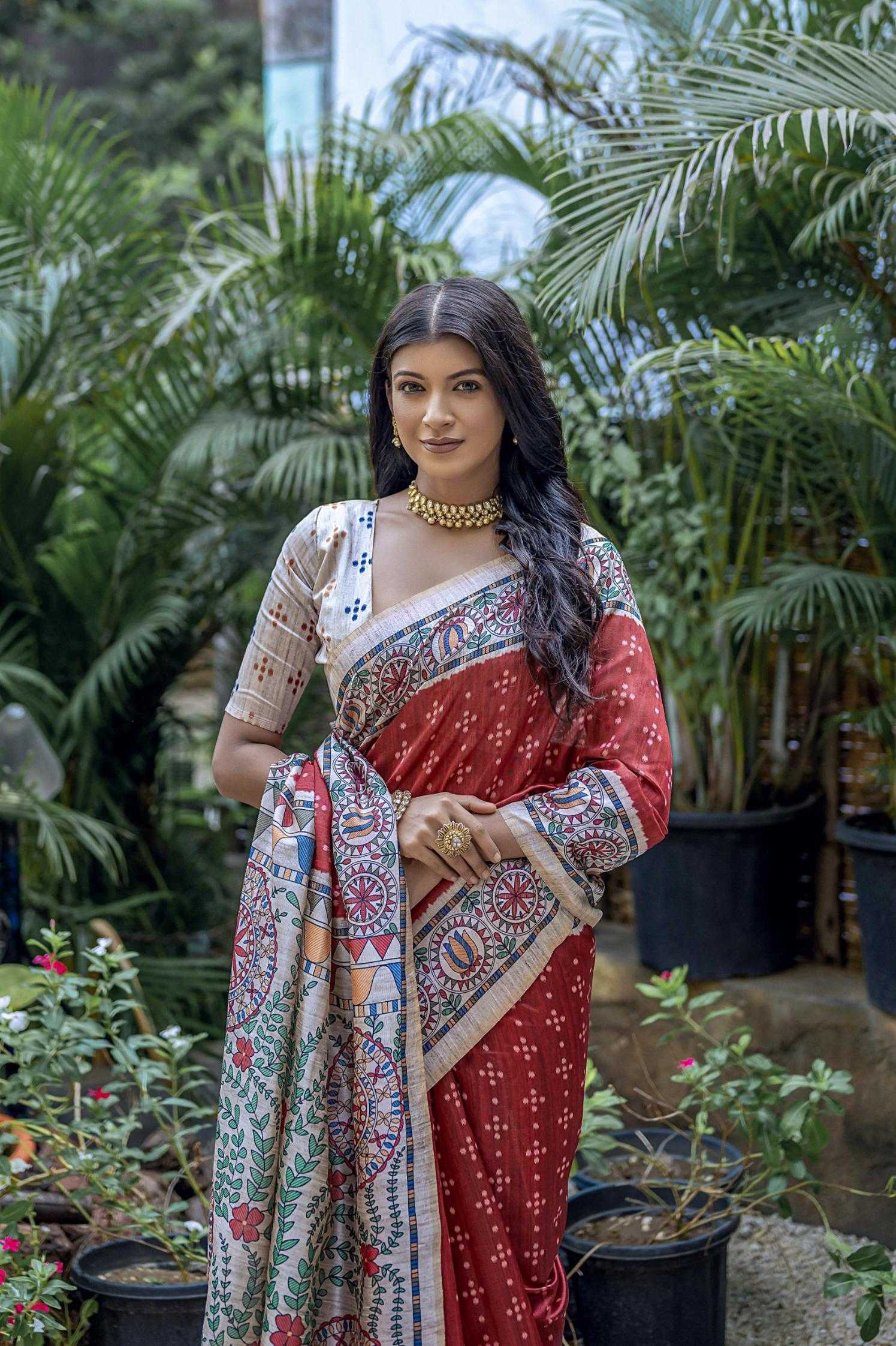 Ynf Tussar Silk KESH532 YOGITA MADHUBANI 2 Sarees Wholesale Fancy Sarees Madhubani Sarees Tussar Sarees Manufacturer