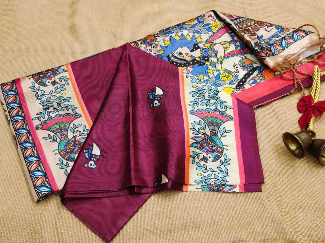 Ynf Tussar Silk KESH532 YOGITA MADHUBANI Sarees Wholesale Designer Sarees Madhubani Sarees Tussar Sarees Manufacturer