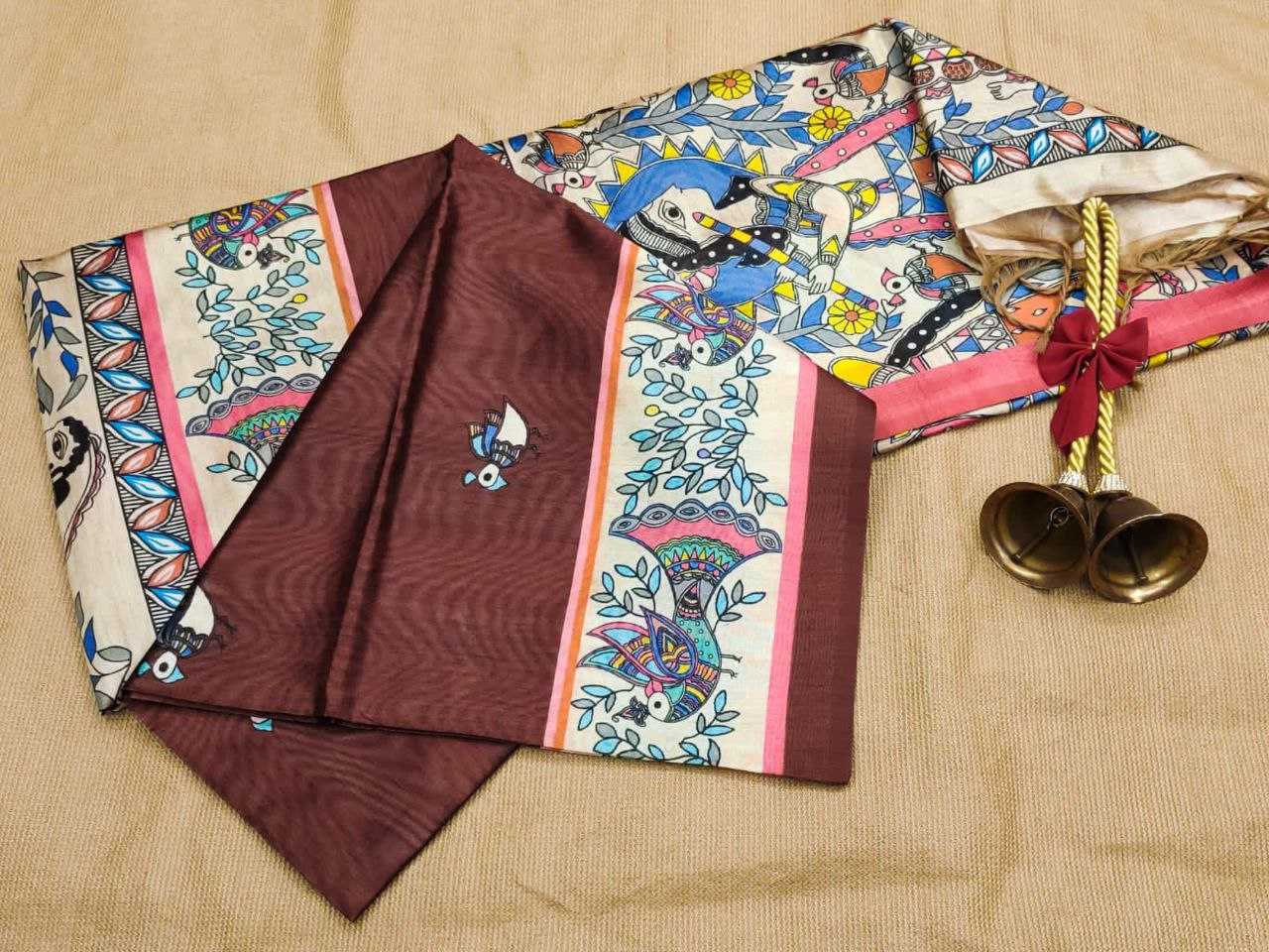 Ynf Tussar Silk KESH532 YOGITA MADHUBANI Sarees Wholesale Designer Sarees Madhubani Sarees Tussar Sarees Manufacturer