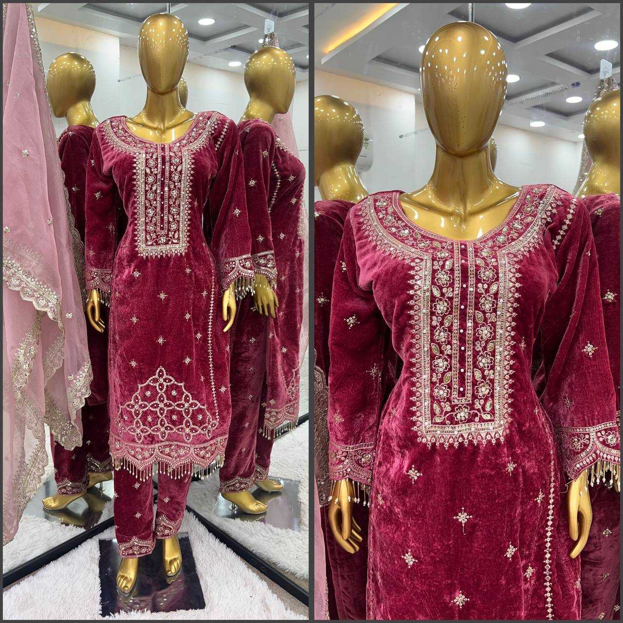 Ynf Velvet KESH499 828 Suits & Dresses Wholesale Velvet Suits Embroidery Suits Party wear suits Manufacturer
