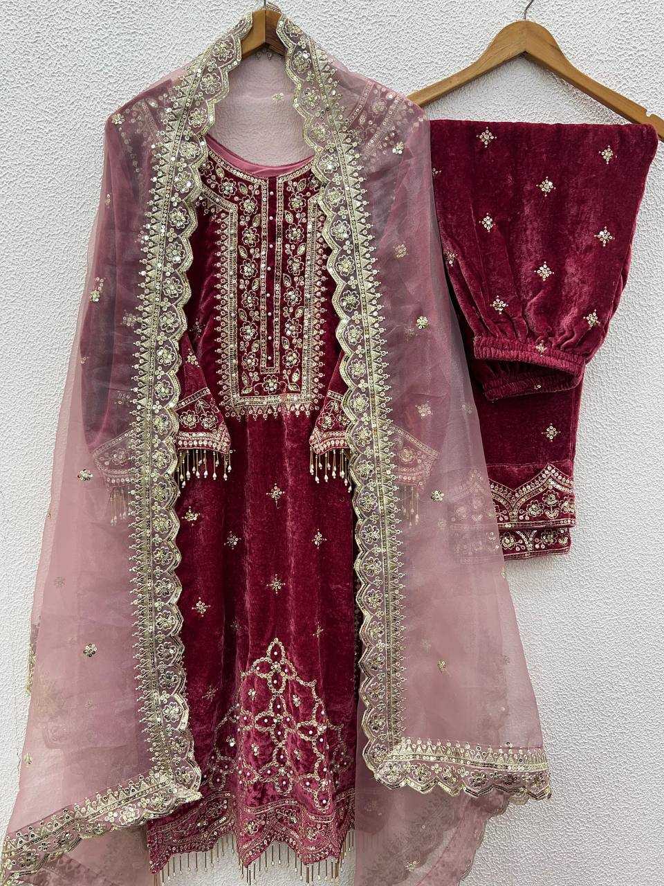 Ynf Velvet KESH499 828 Suits & Dresses Wholesale Velvet Suits Embroidery Suits Party wear suits Manufacturer