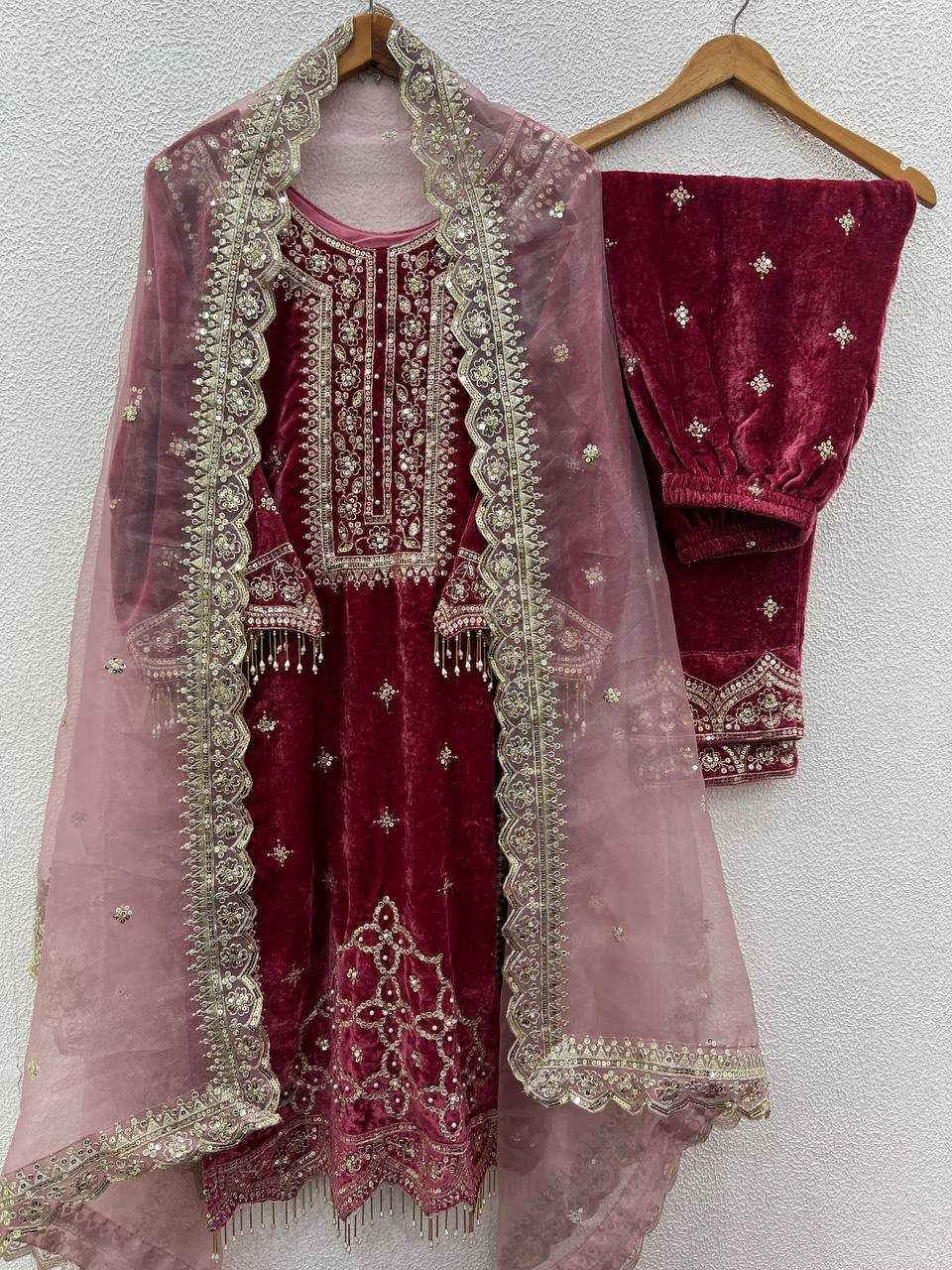 Ynf Velvet KESH499 828 Suits & Dresses Wholesale Velvet Suits Embroidery Suits Party wear suits Manufacturer