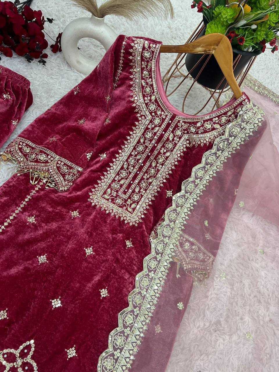 Ynf Velvet KESH499 828 Suits & Dresses Wholesale Velvet Suits Embroidery Suits Party wear suits Manufacturer