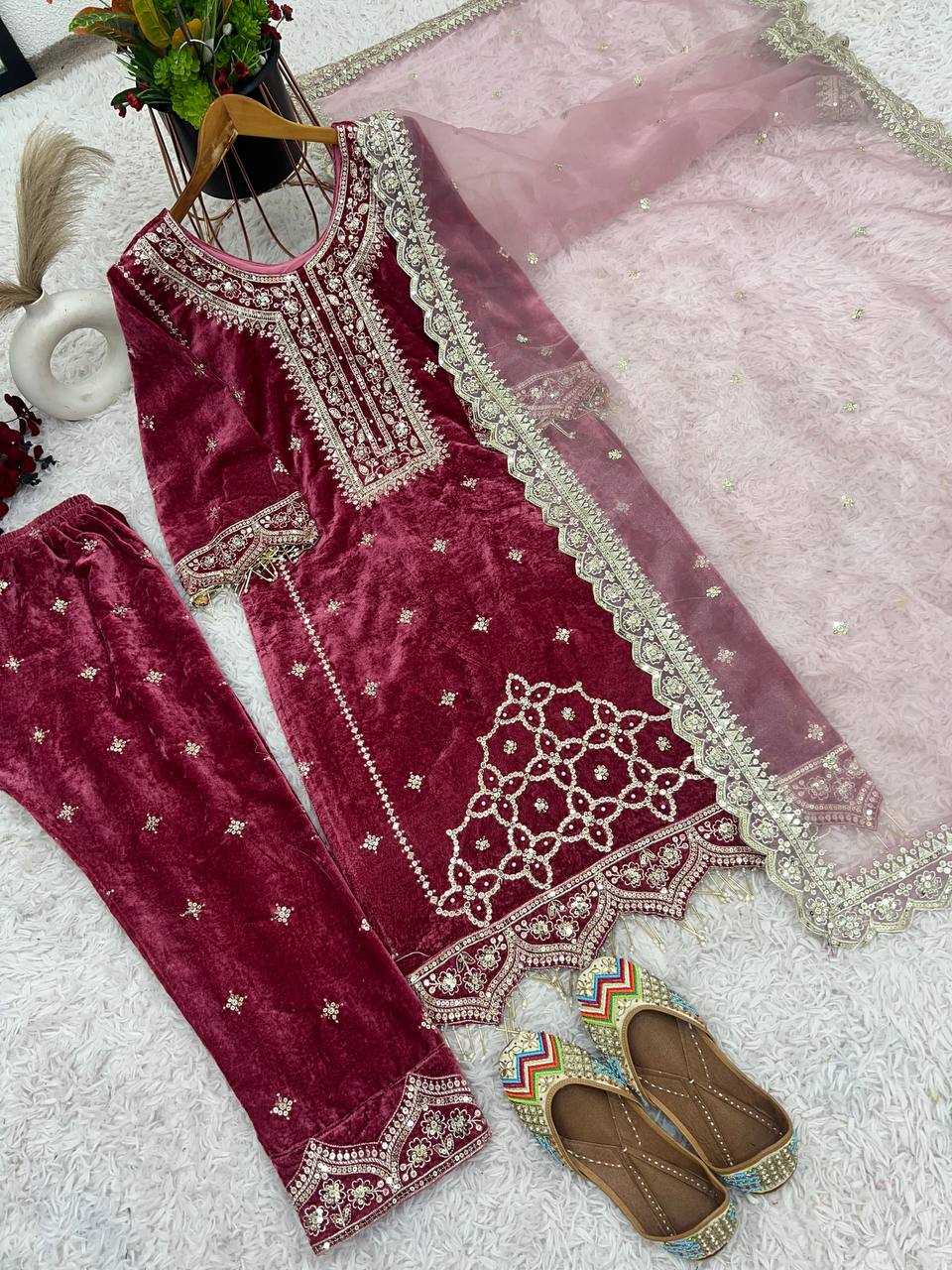 Ynf Velvet KESH499 828 Suits & Dresses Wholesale Velvet Suits Embroidery Suits Party wear suits Manufacturer
