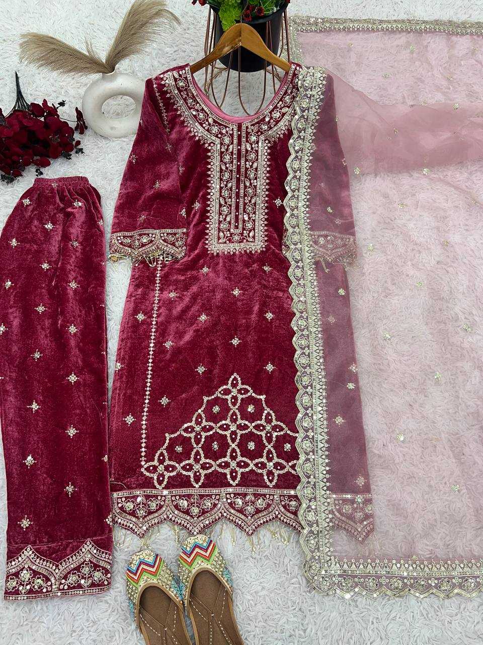 Ynf Velvet KESH499 828 Suits & Dresses Wholesale Velvet Suits Embroidery Suits Party wear suits Manufacturer