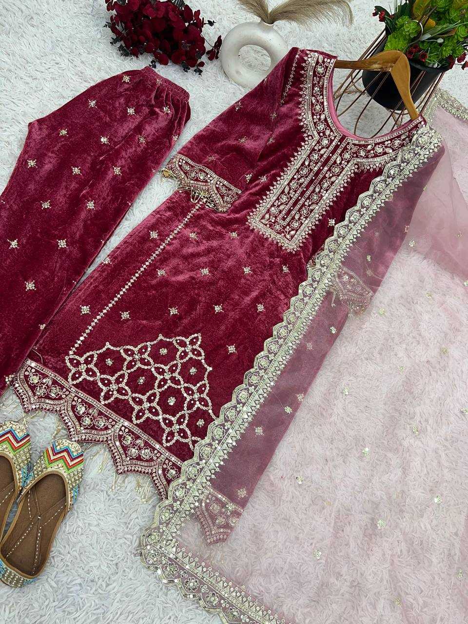 Ynf Velvet KESH499 828 Suits & Dresses Wholesale Velvet Suits Embroidery Suits Party wear suits Manufacturer