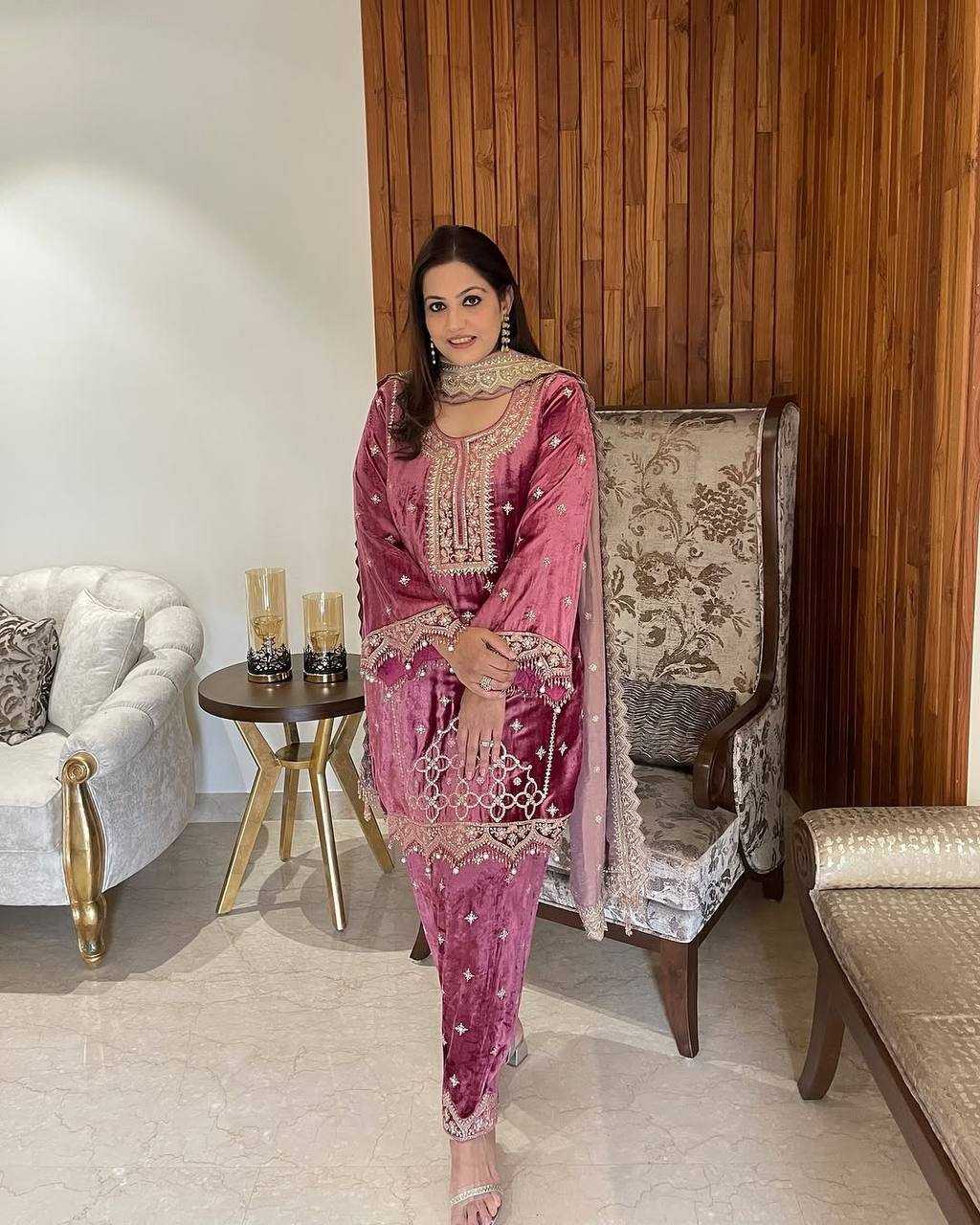Ynf Velvet KESH499 828 Suits & Dresses Wholesale Velvet Suits Embroidery Suits Party wear suits Manufacturer