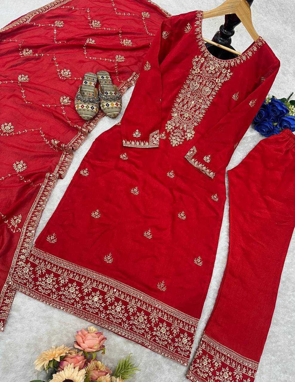 Ynf Vichitra Silk KESH523 049 Suits & Dresses Wholesale Embroidery Suits Ladies Silk Suit Red Salwar Suit Manufacturer