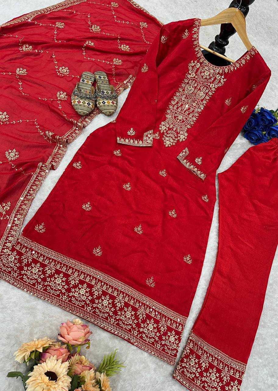Ynf Vichitra Silk KESH523 049 Suits & Dresses Wholesale Embroidery Suits Ladies Silk Suit Red Salwar Suit Manufacturer