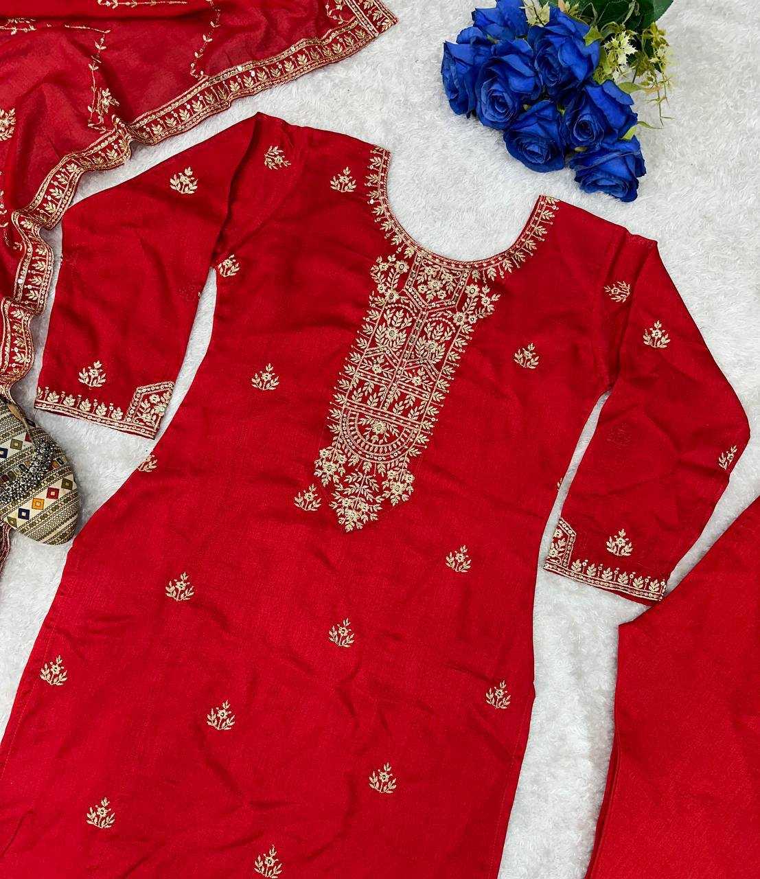 Ynf Vichitra Silk KESH523 049 Suits & Dresses Wholesale Embroidery Suits Ladies Silk Suit Red Salwar Suit Manufacturer