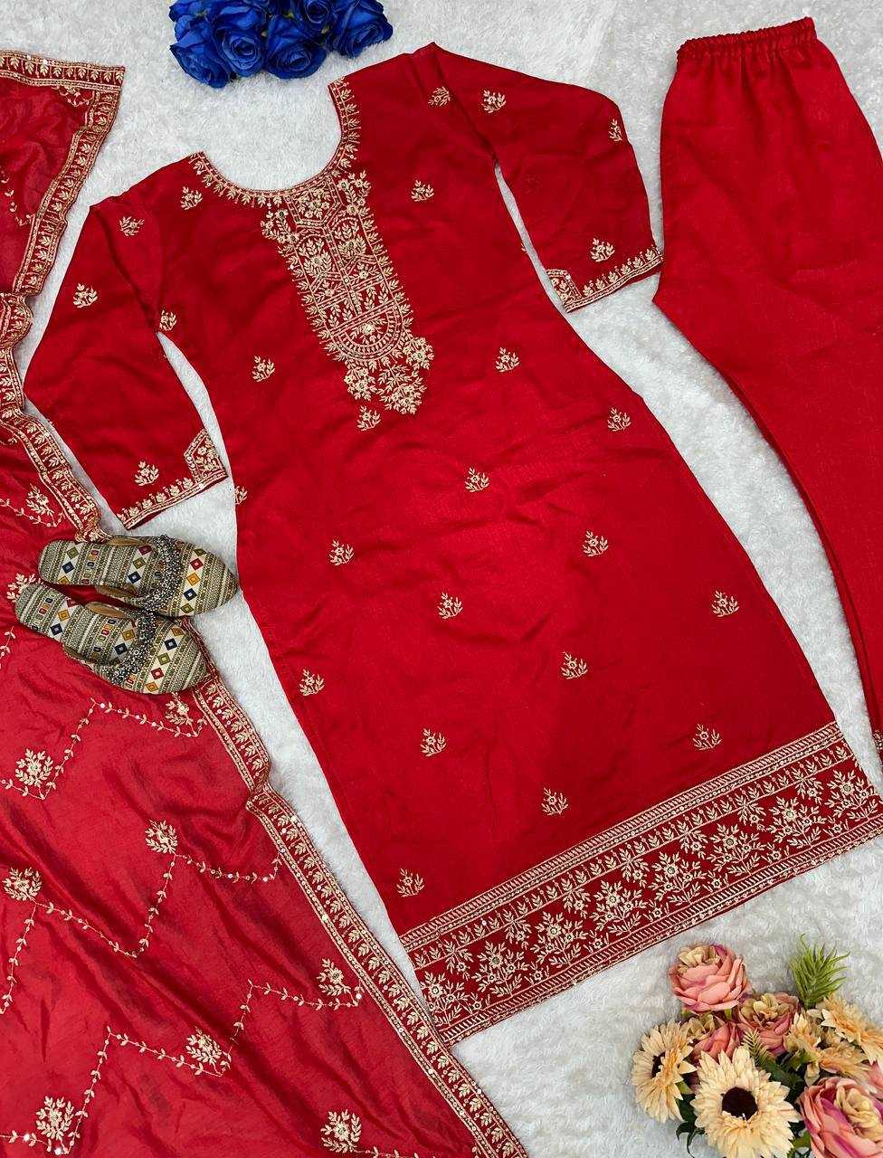 Ynf Vichitra Silk KESH523 049 Suits & Dresses Wholesale Embroidery Suits Ladies Silk Suit Red Salwar Suit Manufacturer