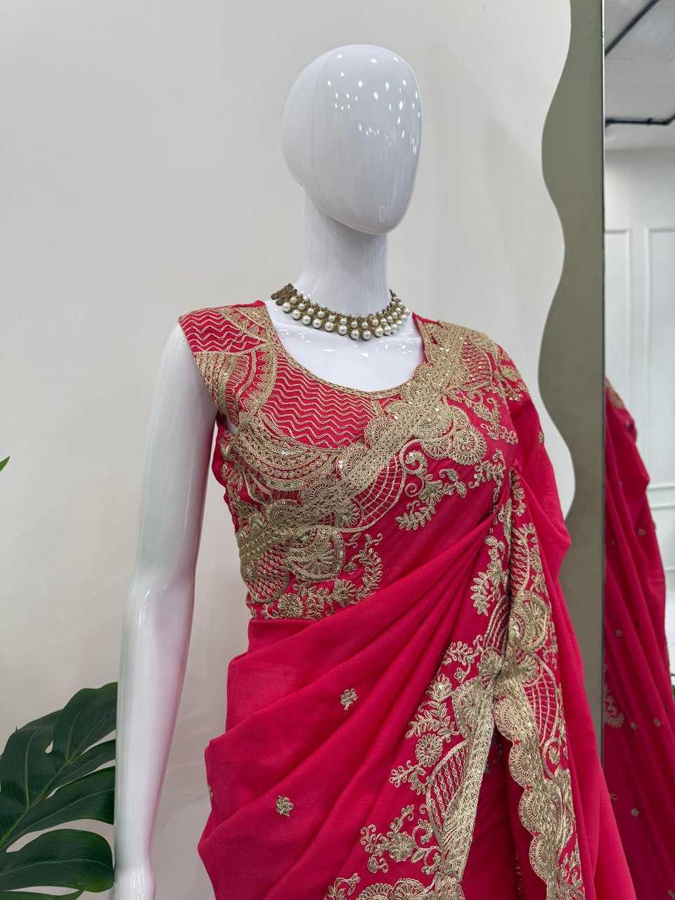 Ynf Vichitra Silk RIN133 600 Sarees Wholesale Party Wear Sarees Fancy Sarees Embroidered Sarees Manufacturer