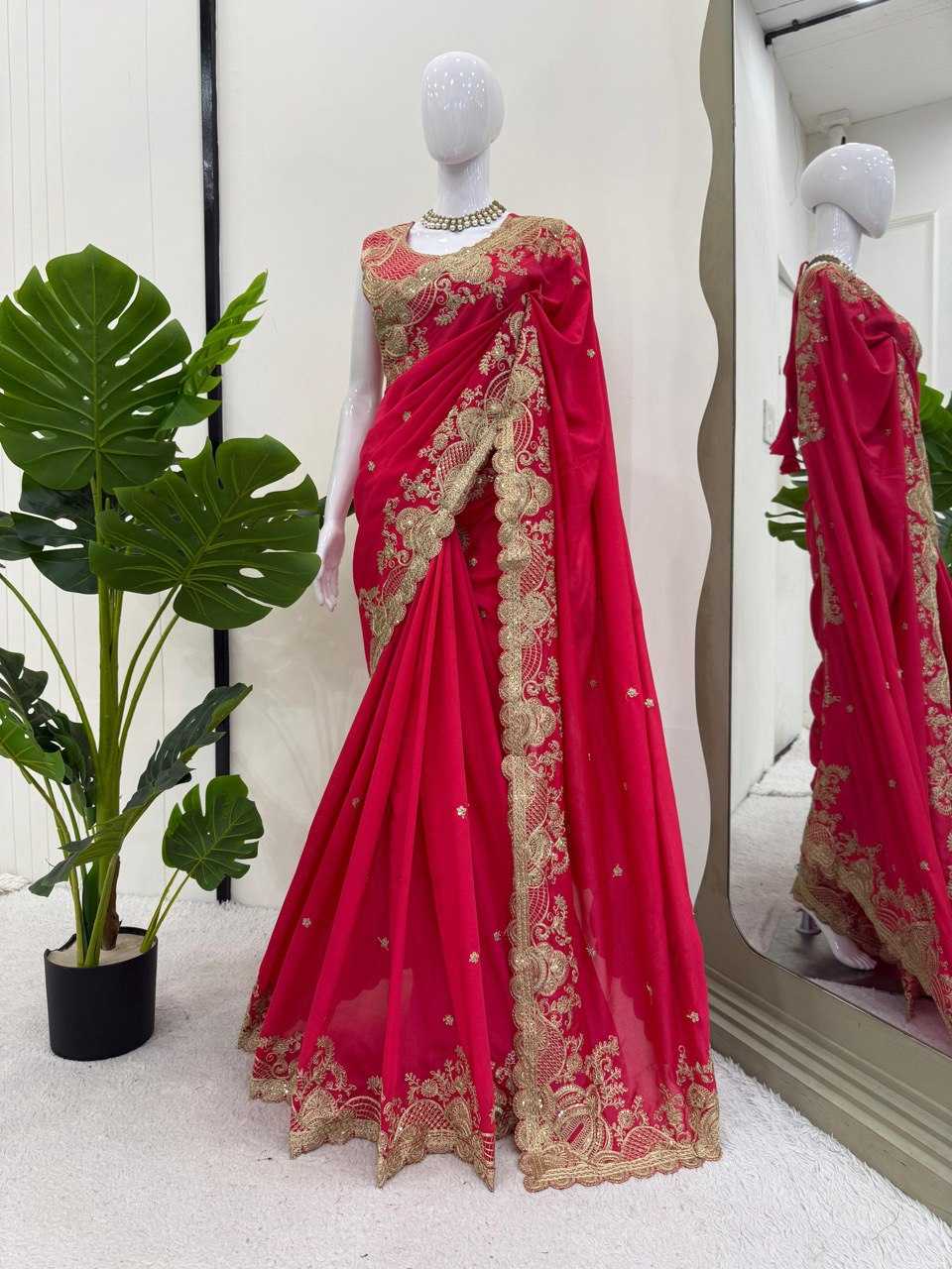 Ynf Vichitra Silk RIN133 600 Sarees Wholesale Party Wear Sarees Fancy Sarees Embroidered Sarees Manufacturer