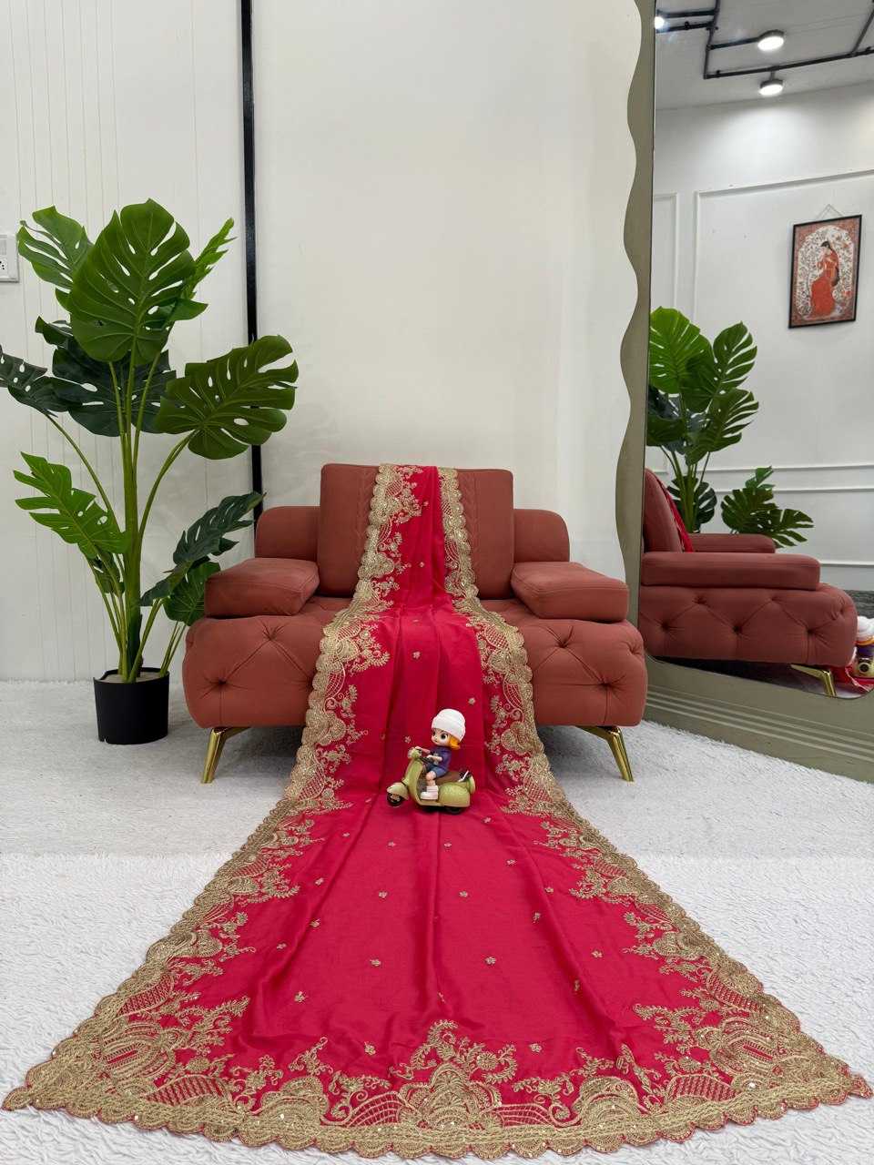 Ynf Vichitra Silk RIN133 600 Sarees Wholesale Party Wear Sarees Fancy Sarees Embroidered Sarees Manufacturer
