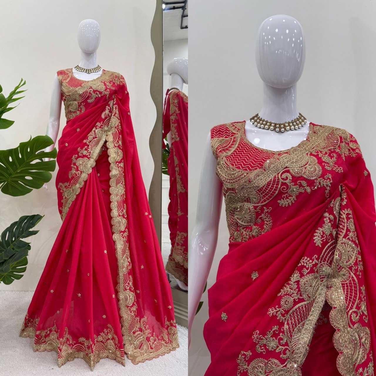 Ynf Vichitra Silk RIN133 600 Sarees Wholesale Party Wear Sarees Fancy Sarees Embroidered Sarees Manufacturer