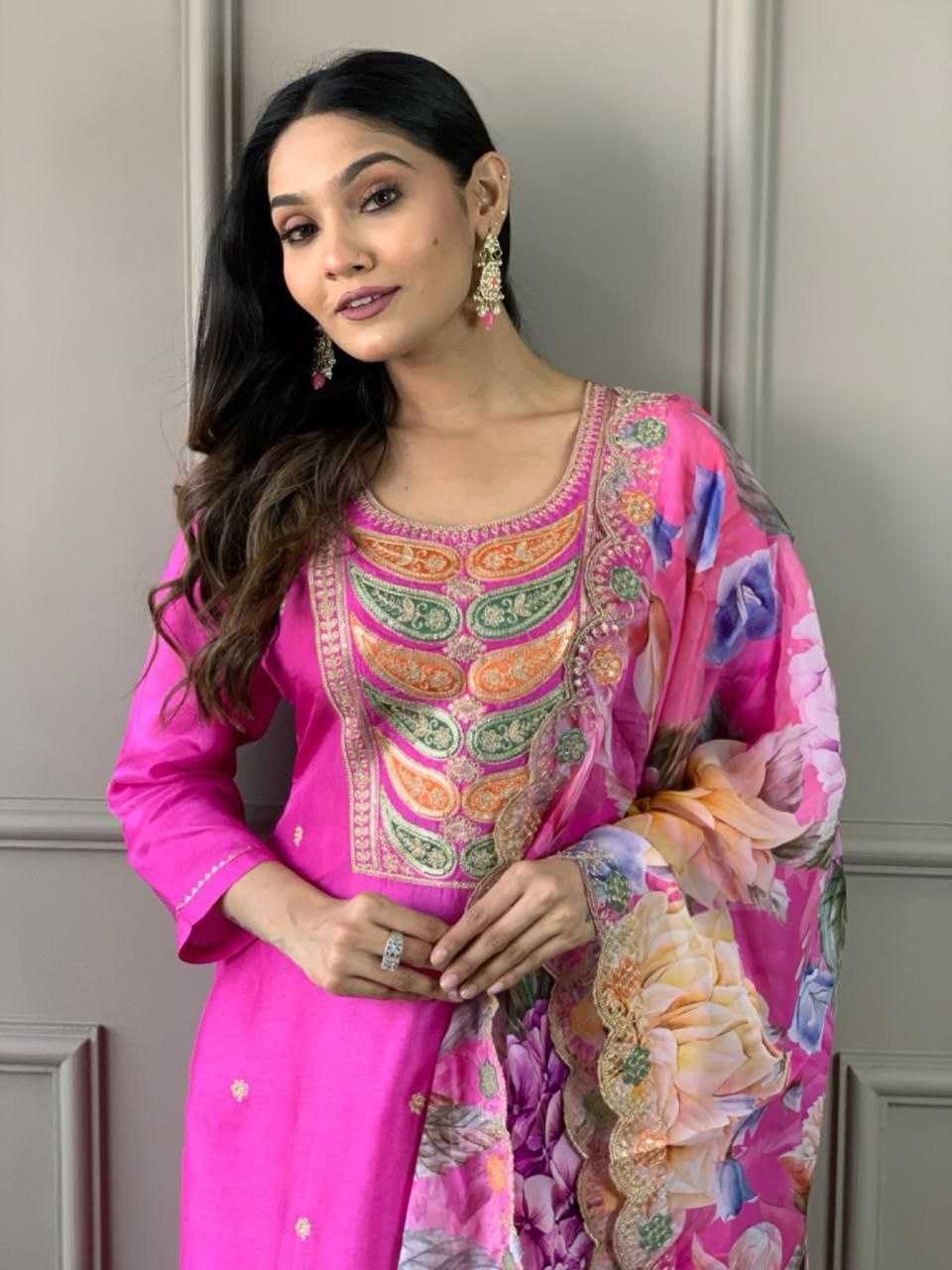 Ynf Viscose Chanderi KESH529 AVNI Suits & Dresses Wedding Collections Festive Collections Wholesale Embroidery Suits Chanderi Suit Wedding Outfits Manufacturer