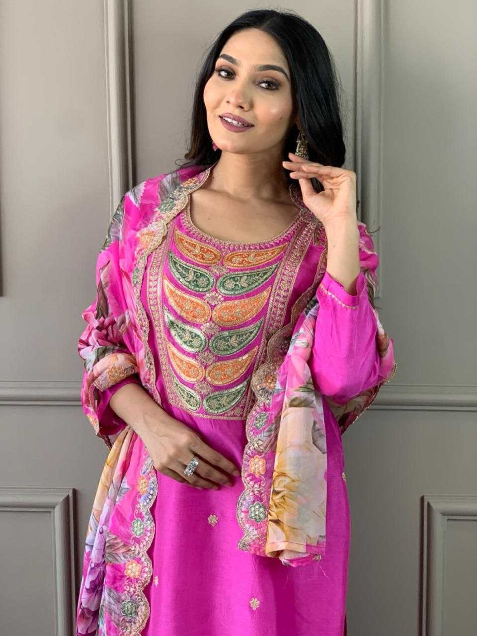 Ynf Viscose Chanderi KESH529 AVNI Suits & Dresses Wedding Collections Festive Collections Wholesale Embroidery Suits Chanderi Suit Wedding Outfits Manufacturer