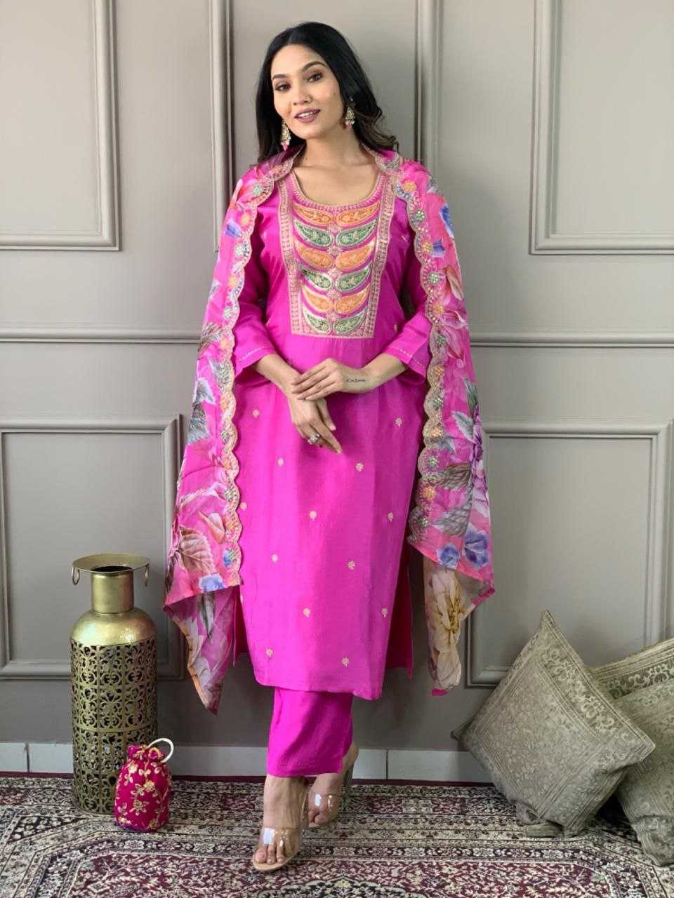 Ynf Viscose Chanderi KESH529 AVNI Suits & Dresses Wedding Collections Festive Collections Wholesale Embroidery Suits Chanderi Suit Wedding Outfits Manufacturer