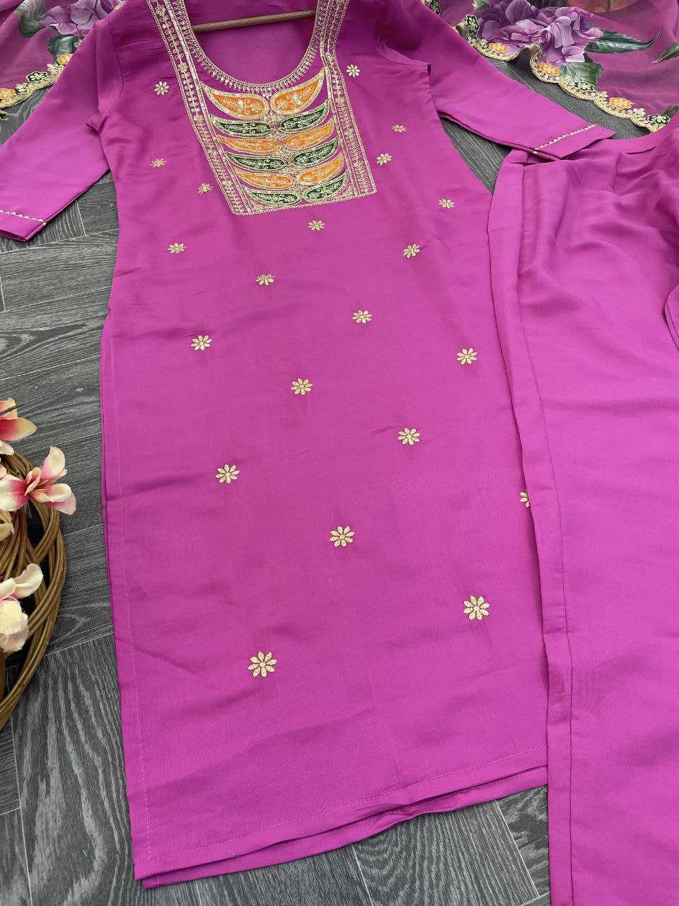 Ynf Viscose Chanderi KESH529 AVNI Suits & Dresses Wedding Collections Festive Collections Wholesale Embroidery Suits Chanderi Suit Wedding Outfits Manufacturer