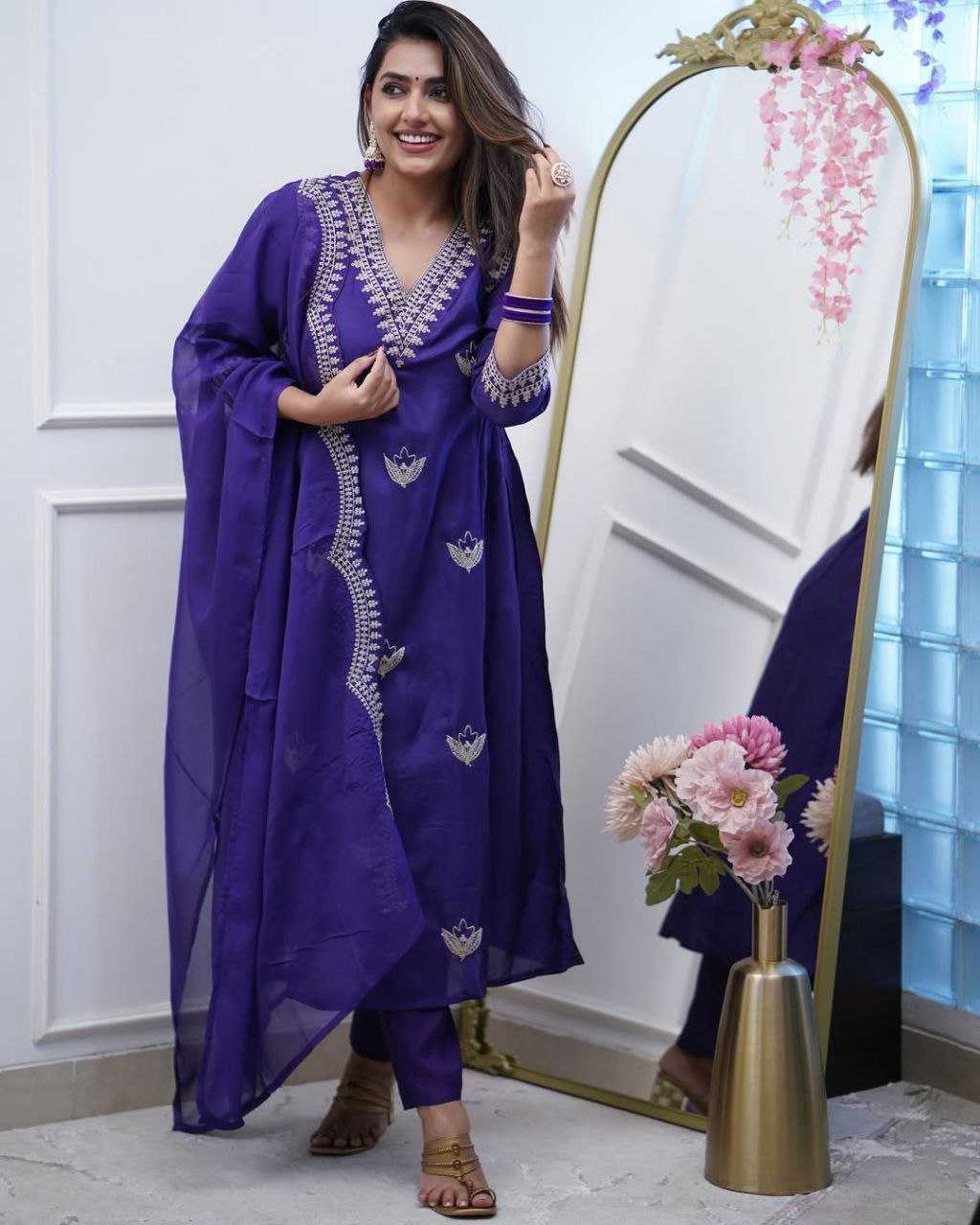 Ynf Viscose Chanderi KESH529 KAVITA Suits & Dresses Wedding Collections Festive Collections Wholesale Embroidery Suits Chanderi Suit Wedding Outfits Manufacturer