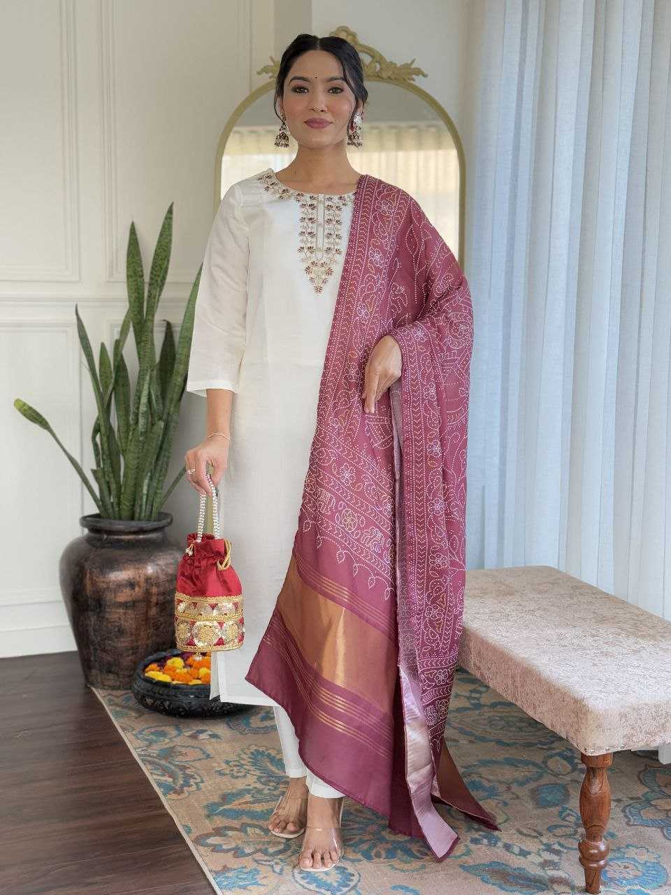 Ynf Viscose Chanderi KESH529 MANVI Suits & Dresses Wedding Collections Festive Collections Wholesale Embroidery Suits Chanderi Suit Wedding Outfits Manufacturer