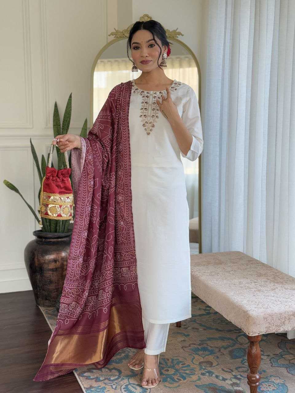 Ynf Viscose Chanderi KESH529 MANVI Suits & Dresses Wedding Collections Festive Collections Wholesale Embroidery Suits Chanderi Suit Wedding Outfits Manufacturer