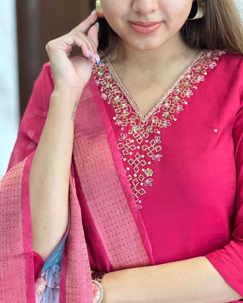 Ynf Viscose Chanderi KESH529 MEERA Suits & Dresses Wedding Collections Festive Collections Wholesale Chanderi Suit Embroidered Suits Wedding Outfits Manufacturer