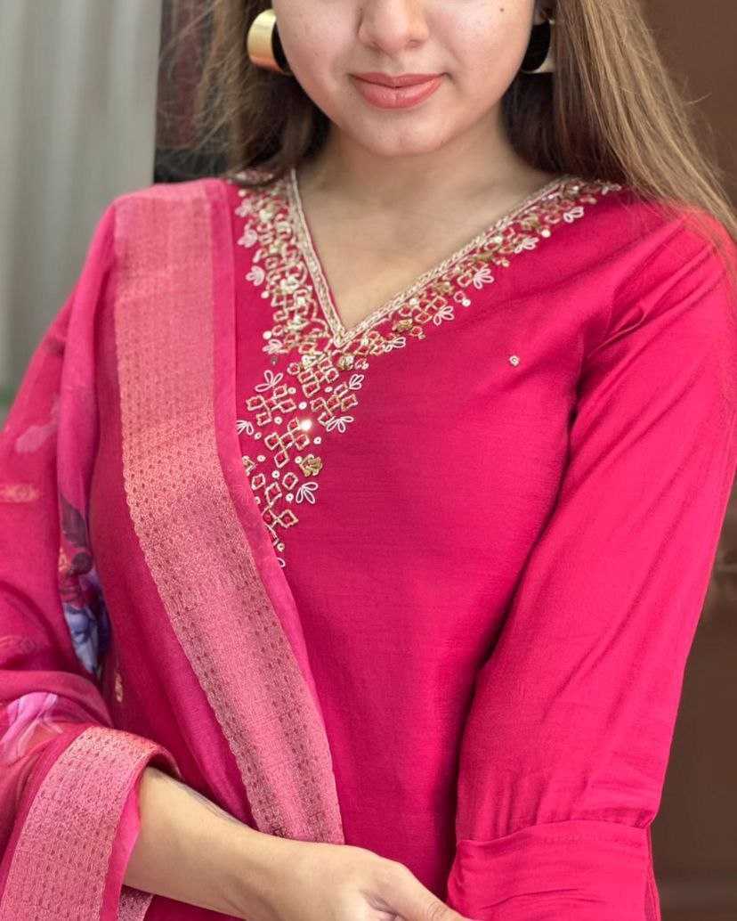 Ynf Viscose Chanderi KESH529 MEERA Suits & Dresses Wedding Collections Festive Collections Wholesale Chanderi Suit Embroidered Suits Wedding Outfits Manufacturer