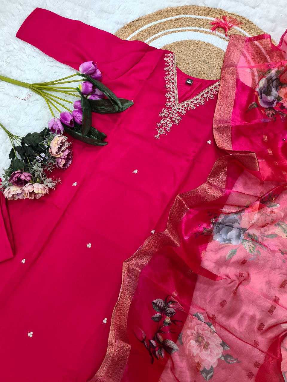 Ynf Viscose Chanderi KESH529 MEERA Suits & Dresses Wedding Collections Festive Collections Wholesale Chanderi Suit Embroidered Suits Wedding Outfits Manufacturer