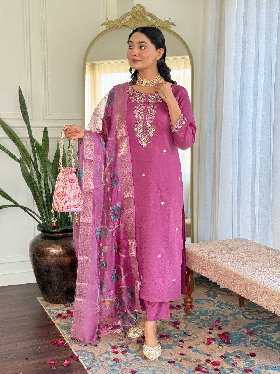 Ynf Viscose Chanderi KESH529 NIRVANA Suits & Dresses Wedding Collections Festive Collections Wholesale Embroidery Suits Chanderi Suit Wedding Outfits Manufacturer