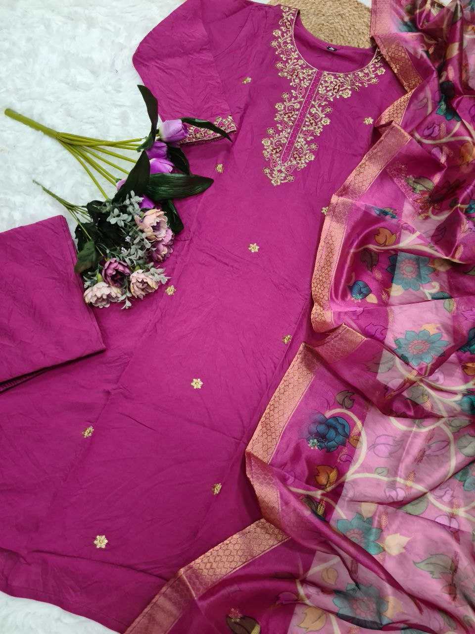 Ynf Viscose Chanderi KESH529 NIRVANA Suits & Dresses Wedding Collections Festive Collections Wholesale Embroidery Suits Chanderi Suit Wedding Outfits Manufacturer