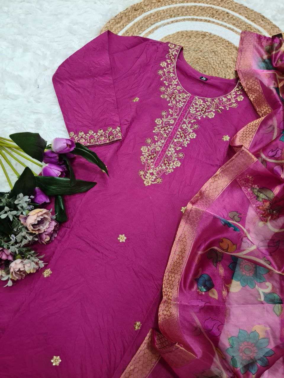 Ynf Viscose Chanderi KESH529 NIRVANA Suits & Dresses Wedding Collections Festive Collections Wholesale Embroidery Suits Chanderi Suit Wedding Outfits Manufacturer