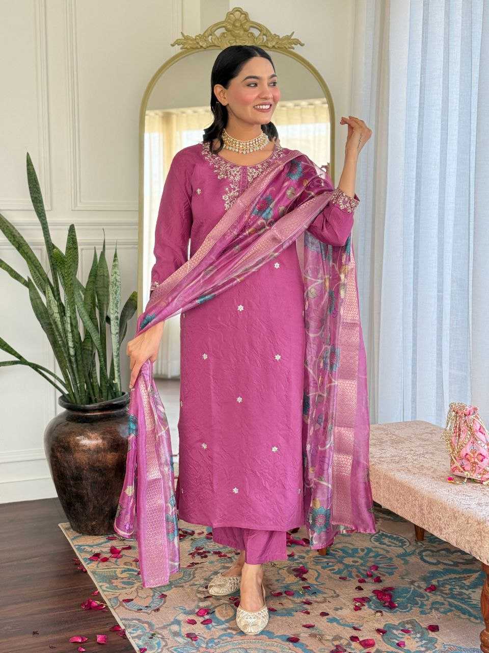 Ynf Viscose Chanderi KESH529 NIRVANA Suits & Dresses Wedding Collections Festive Collections Wholesale Embroidery Suits Chanderi Suit Wedding Outfits Manufacturer